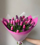 Букет микс из 35 сиреневых тюльпанов #3858