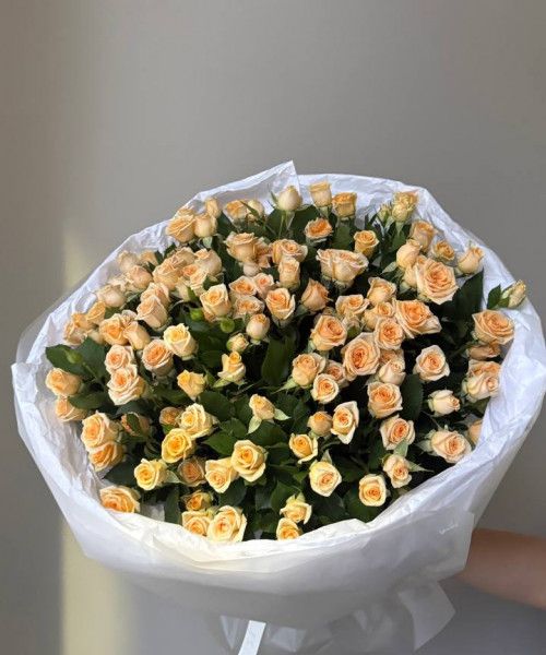 Букет из 25 кустовых оранжевых роз #3860 - Цветочный21