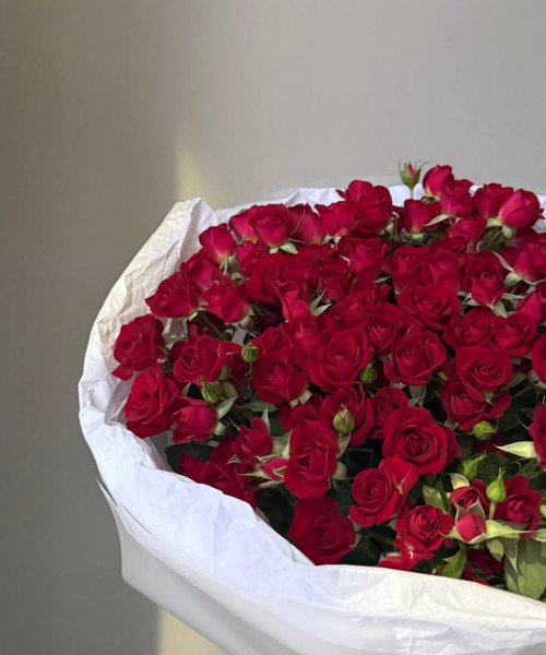 Букет из 25 красных кустовых роз #3856 - Цветочный21