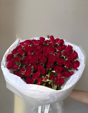 Букет из 25 красных кустовых роз #3856