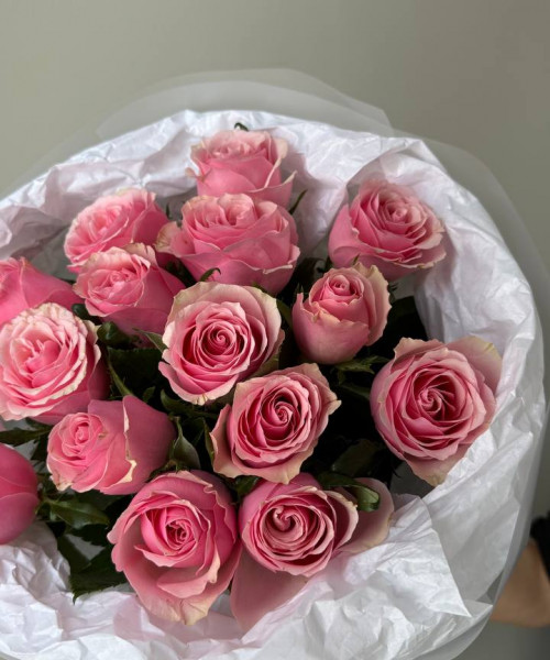 Букет из 15 розовых роз  #3831 - Цветочный21