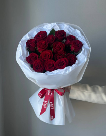 Бордовые розы - 15 цветов 60 см #3803