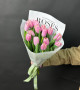 Монобукет из 15 розовых тюльпанов в фирменной упаковке #3613