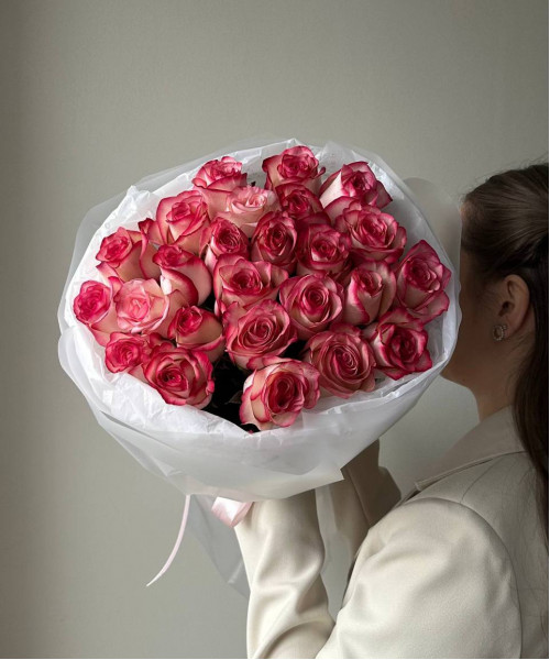 Букет из 25 розовых роз 40 см #3755 - Цветочный21