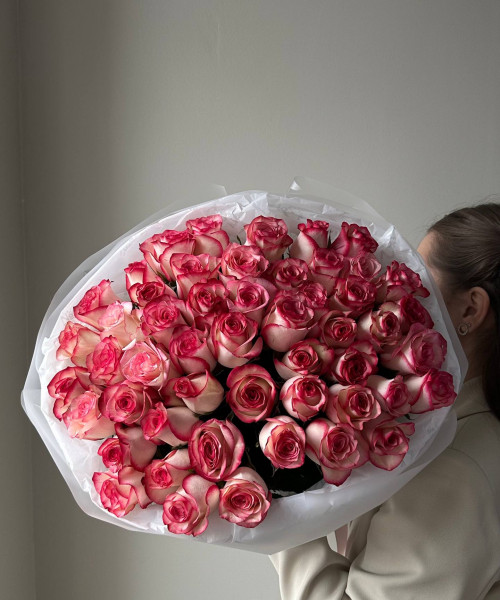 Букет из 51 розовой розы 40 см #3756 - Цветочный21