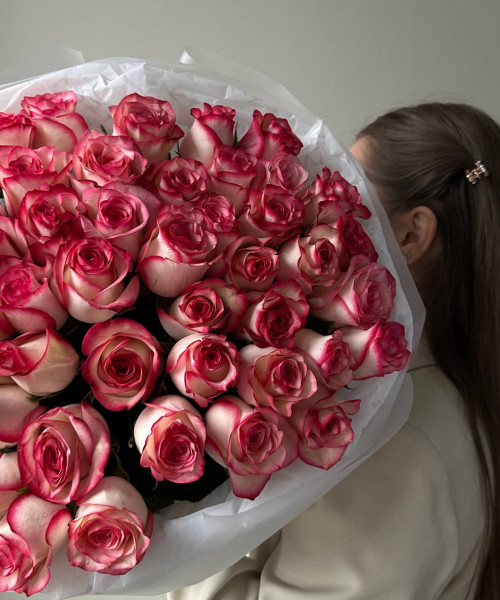 Букет из 51 розовой розы 40 см #3756 - Цветочный21