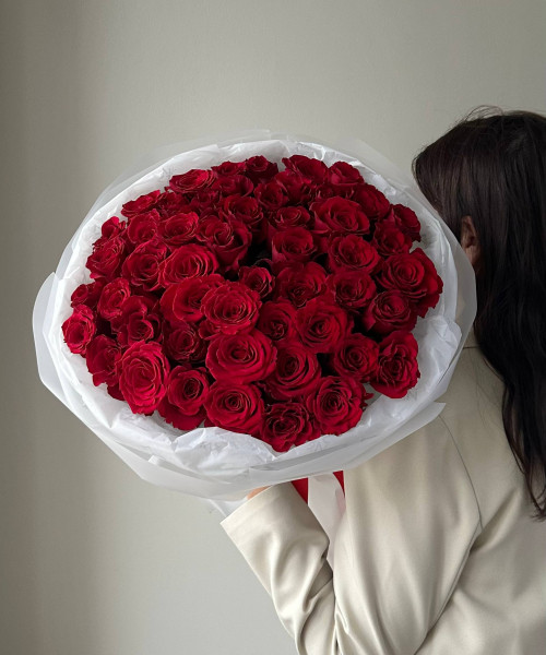 Букет из 51 красной розы 40 см #3759 - Цветочный21