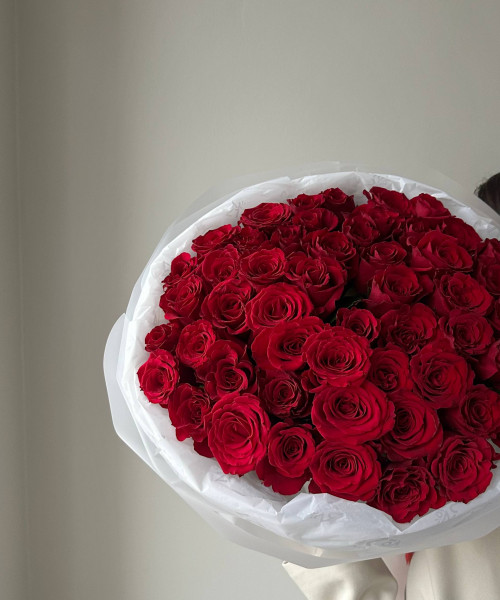Букет из 101 красной розы 40 см #3760 - Цветочный21