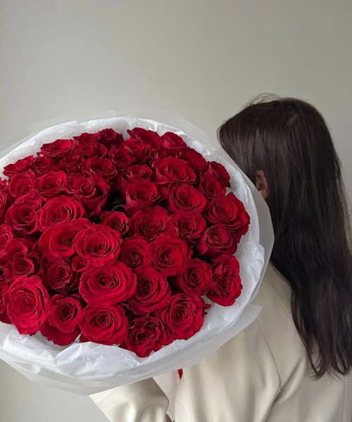 Букет из 101 красной розы 40 см #3760 - Цветочный21