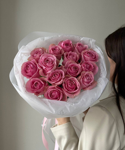 Букет из 15 розовых роз #3761 - Цветочный21